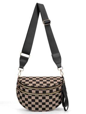 🆕 HICARRY Checkered Crossbody Purse for Women Nylon Checkerboard Bum Bags